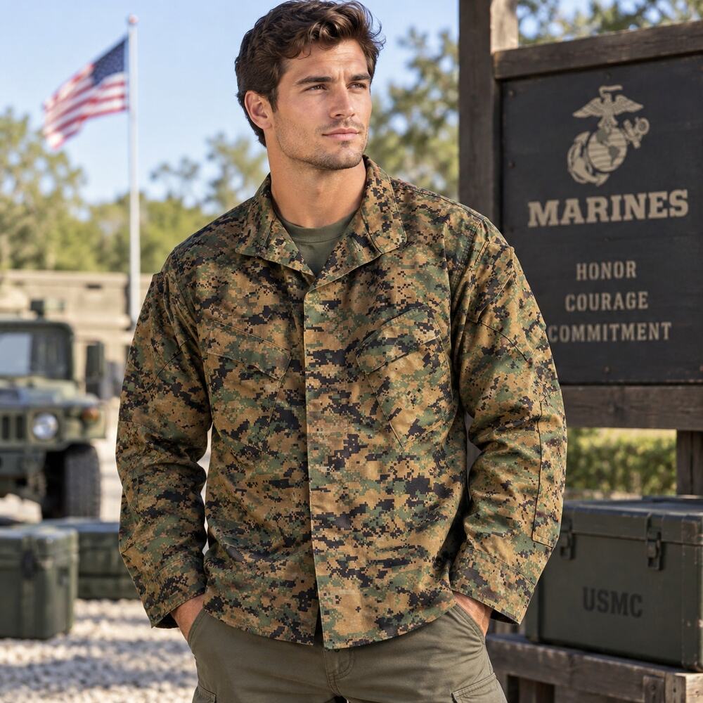 Propper USMC MARPAT Woodland Digital Camo Utility Combat Shirt Large Regular
